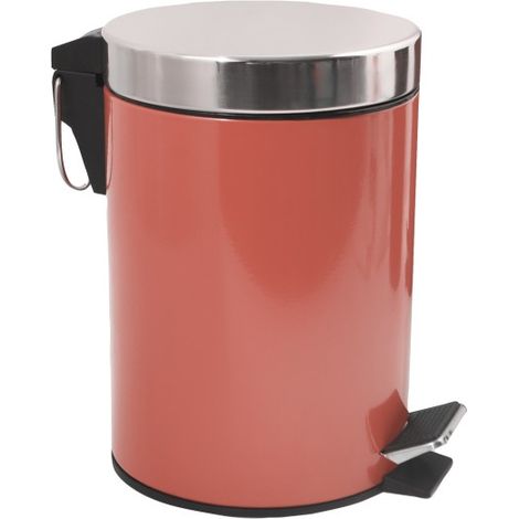 Papelera con pedal acero inoxidable 3L Terracota MSV