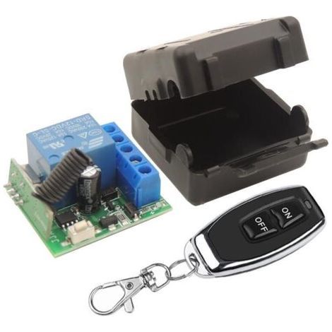 433Mhz Universal Wireless Remote Control Switch DC 12V 1CH RF Relay Receiver Module Transmitter Momentary Toggle Latch for LED, Pump, Car(2 Button Transmitters+1 1CH Receiver) (1/5)