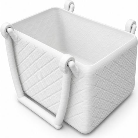 Cestino decorativo con manici, organizer bianco per casa e bagno. (1/3)