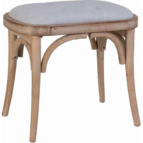 tabouret contemporain en bois et assise tissu marron - bois naturel et tissu marron clair (1/5)