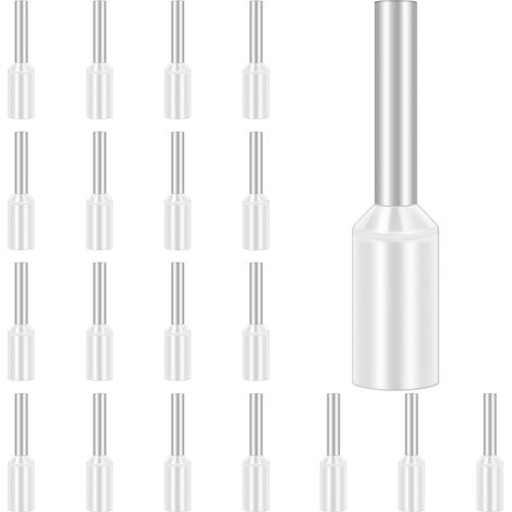 Cosse 0.5 mm² Blancs Embouts de Câble Isolés Embout Fil Electrique Souple Connecteurs 100 Pièces 8 mm (1/5)