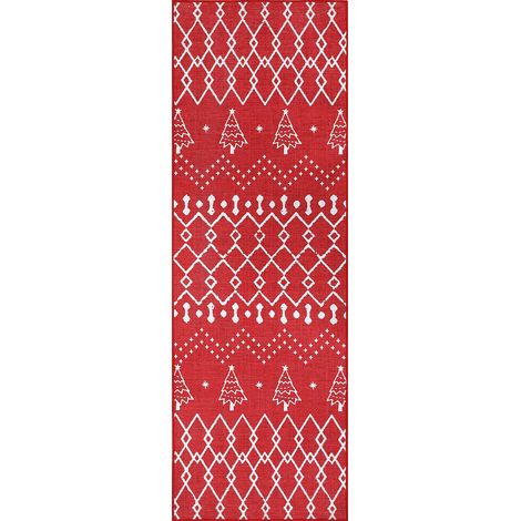 Tapis couloir Noël 60x230cm lavable antidérapant, dos TPR, style vintage (1/5)