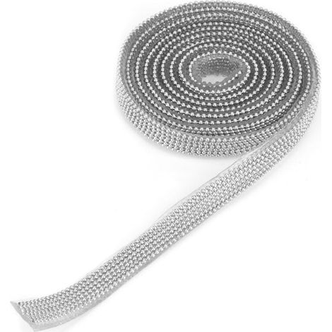 Chaîne en cuivre, cristal et strass, bordure de 2 m / 6,6 pi, pour la décoration de sacs à chaussures en tissu (argenté) (1/5)