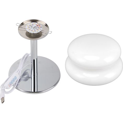 Ortviai Lampe de chevet design hamburger en verre laiteux blanc – 10 niveaux de luminosité, base métallique stable (1/5)