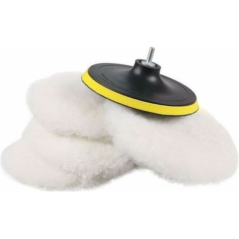 5 Pièces 150mm Bonnets de Polissage + Disque de Polissage Éponge de Polissage en Laine Polissage Tampon de Polissage Pads de Polissage avec M14 Drill Adapter pour Machine à polir (1/4)