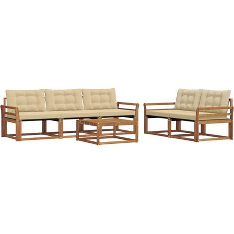 Ensemble de canapés d'extérieur 6 pcs Salon de jardin Naturel et Beige (1/5)