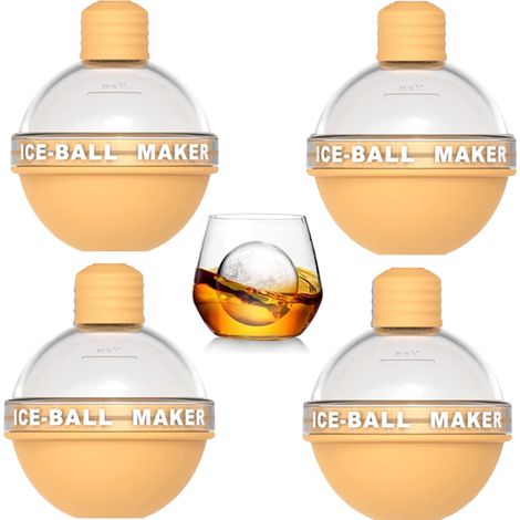 Kugelförmige Eisform – Eiskugelform aus lebensmittelechtem Silikon – Für Whisky und Cocktails – 4er-Set (1/5)