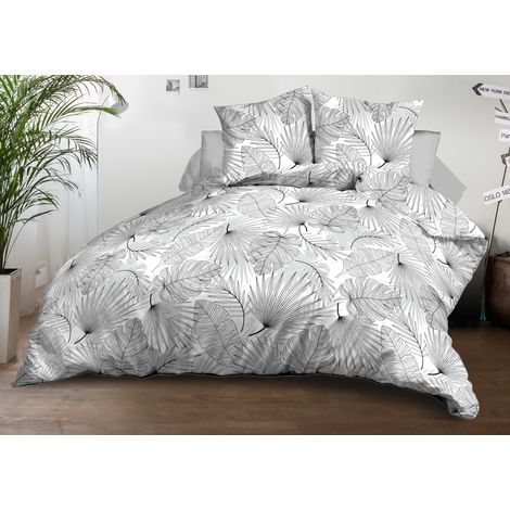 Housse de couette 220x240 cm – 2 taies 63x63 cm – Microfibre ultra douce – Lavage à 40° – Fermeture à boutons cachés – Le Linge De Jules