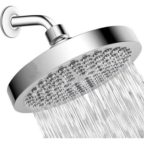 SHINING HOUSE Cabezal de ducha de 15 cm - Cabezal de ducha redondo de alta presión de acero inoxidable 304 para una ducha cómoda con baja presión de agua - Montaje en pared o techo (cromado) (1/5)