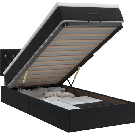 Maison Exclusive - Letto ottomano con materasso Nero 100 x 200 cm Velluto (1/5)