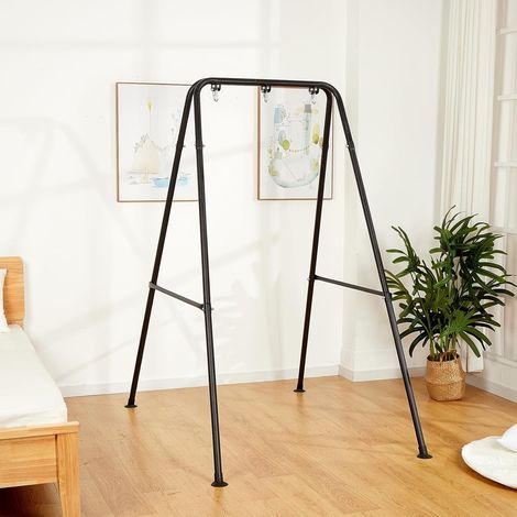 Support de Hamac Pliable, Support de Chaise Hamac Portable, Cadre de Hamac Pliable Robuste pour Intérieur ou Extérieur, Facile à Assembler et à Ranger (Chaise Hamac Non Incluse) - Noire