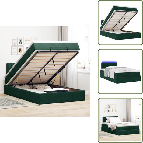 Coprimaterasso - vidaXL Struttura Letto Pouf con Materasso 120x200 cm Velluto - Luci a LED