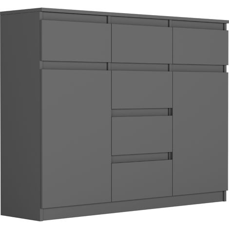 Kommode mit Schubladen, Schränken und Regalen, Anthrazit, 120 x 40 x 98 cm - S-62D (1/4)