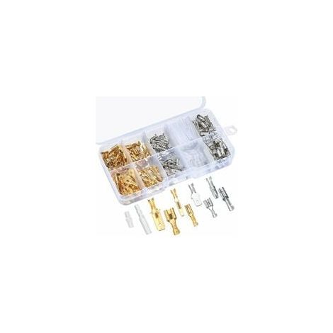 Set da 150 pezzi di connettori elettrici a crimpare per l'industria automobilistica, spine e prese da 6,3 mm, 4,8 mm e 2,8 mm per motociclette, automobili, scooter, barche ed elettrodomestici.