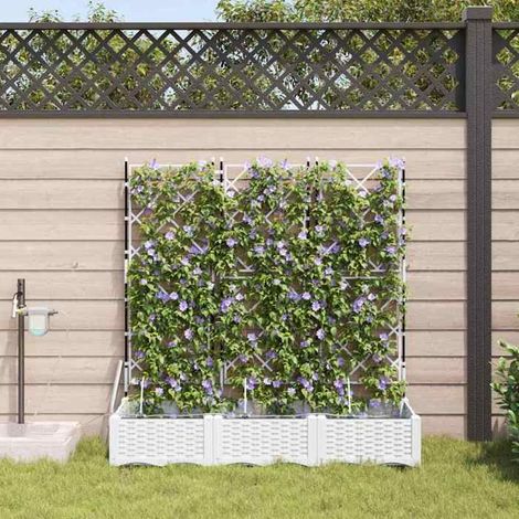 42002920 Cache-pot de jardin 3 pcs Blanc Acier (1/5)