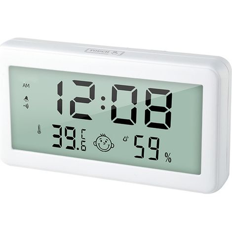 Thermo-Hygromètre Digital Intérieur avec Alarme, Chime et Indicateur de Confort - Blanc ABS 109mm (1/2)