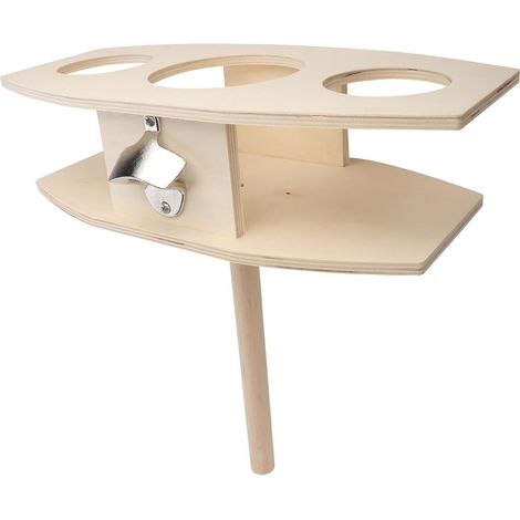 Botellero desmontable de madera natural, soporte estable para jardín, playa y camping. (1/5)
