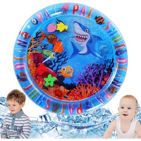 Tapis d'eau gonflable sur le ventre, tapis de d'eau gonflable Tapis de aquatique sur le thème de l'océan pour les de sensoriel, favorise le développement du jouet pour (1/5)