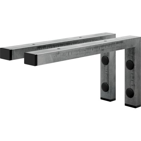 Holzbrink 2x Wandkonsole Rohstahl mit Klarlack für Waschtisch, 300x150 mm Modell L
