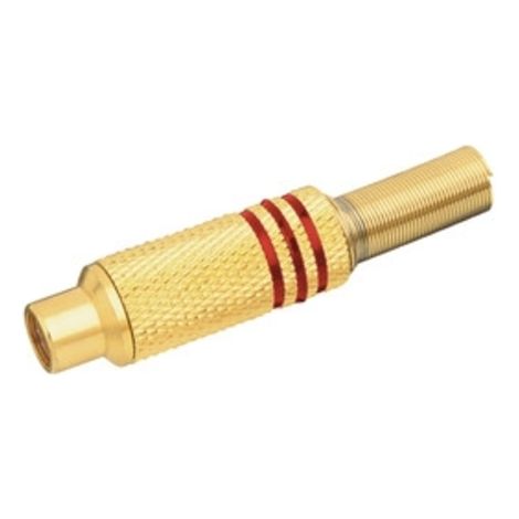 Connecteur femelle Rca en métal doré avec des anneaux rouges 10.595/d/r
