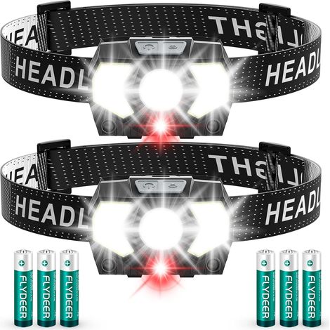 Lampe Frontale LED(2 Pièces/1 Pièce), High Lumens Torche Frontale Puissante, Piles Comprennent, Multiples Modes D'éclairage, IPX5 Étanche pour Camping, Jogging, Pêche