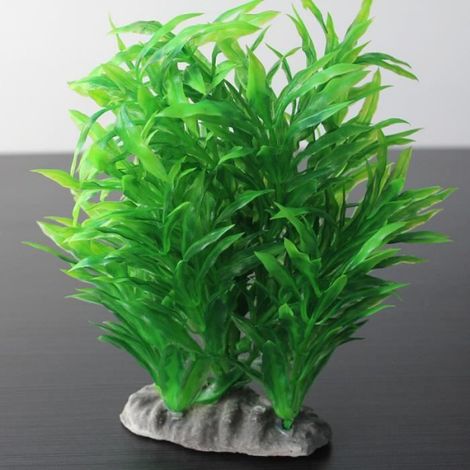 Plante Artificielle - Aquarium - Base Céramique - Hauteur 9 cm - Pour Poissons Eau Froide - 1 Pièce (1/3)