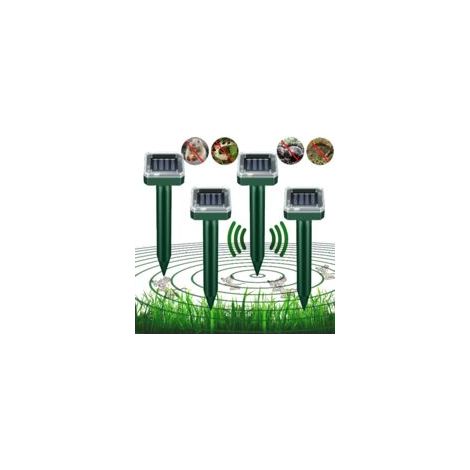 Lot de 4 répulsifs à ultrasons solaires d'extérieur pour pelouse, jardin et cour, maison, répulsif contre les serpents, les insectes à énergie solaire, étanche IP66 – dissuasif contre les rongeurs (1/5)