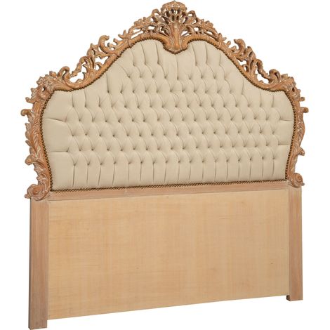 Gepolstertes Doppelbett-Kopfteil aus weißem 172x7x170 Gestepptes Doppelbett-Kopfteil aus Holz. Barock-Bettkopfteil Bettkopfteil
