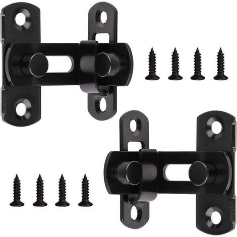 2-Piece Right Angle Door Locks, Toggle Latch, Stainless Steel Door Lock, Door Buckle, Door Bolt, Locking Bolts with Screws for Doors and Windows, Black (1/5)