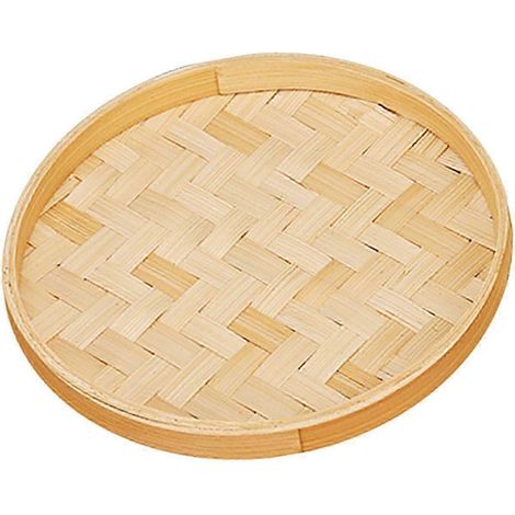 Plateau de service à pâtisserie en bambou tressé rustique, plateau à cupcakes, plateau de rangement alimentaire en bambou pour salle à manger, cuisine ou fête.-Round (1/5)