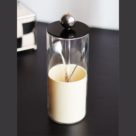 Étui de rangement à couvercle pour pinceaux de maquillage - Organisateur élévateur antidust avec design nordique noir pour vanity de bureau (1/5)