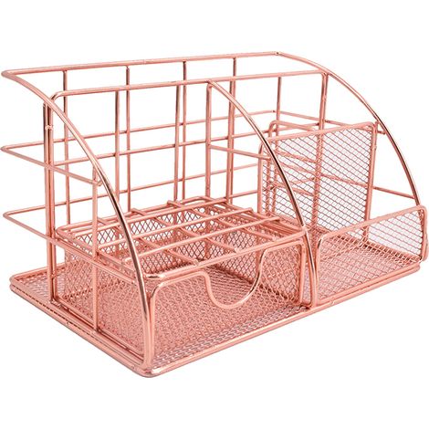 1 Rangement bureau, étagère métal, design grille, pour stylos papiers, maison bureau école (1/5)