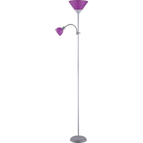 action Lampadaire en métal, plastique, argent / violet Ø24,2cm H: 178cm avec commutateur intégré (1/3)