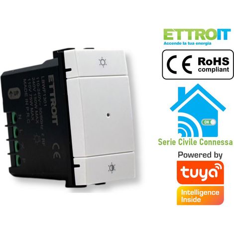 ETTROIT Interruttore / Dimmer smart Wifi Connesso app Tuya colore bianco compatibile con Living Light LBWF1301 (1/4)