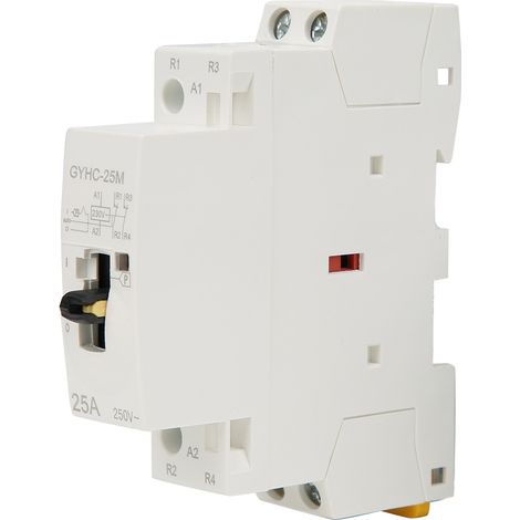 Contacteur AC domestique sur Rail DIN 2P 25A 220V 50Hz, avec interrupteur de commande manuel