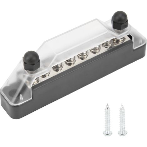 Bloc de fusibles 6 voies avec 2 bornes M6 et 6 vis M4, boîtier à lames noir pour voiture, camping-car et bateau (1/5)