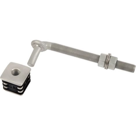 Charnière avec bouchons en aluminium pour portillon de jardin avec Tigfiletée 160 mm pour profil 50 x 50 (1/2)
