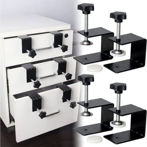 Ensemble de 4 clips de fixation pour tiroirs, clips de montage pour façades de tiroirs, clips en acier laminé à froid pour travaux sur tiroirs (1/4)