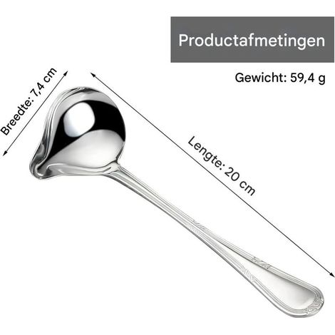 2-teiliges Set – Saucenlöffel – Edelstahl – Saucenlöffel mit kippbarem Ausguss – Geeignet für Saucen – Silber (1/5)