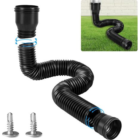 Kit Flexible Rallonge de Gouttière, Extension de Gouttière Ronde pour Descente de Gouttière 80/100 mm, Prolongation de Tuyau Ajustable de 47 à 150 cm (Noir, 1 Pièce) (1/5)