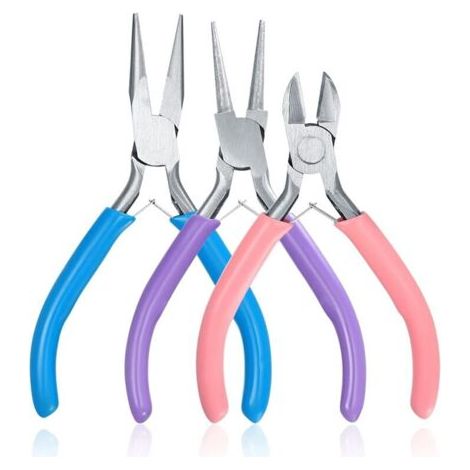 3 Pinces à Bijoux, Pince Trousse Outils de Fabrication de Bijoux, Pinces à Becs Aiguilles, Pinces à Bec Long, Pinces à Becs de Chaîne, Coupe-fil (1/4)