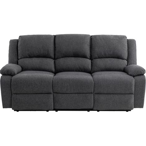 Canapé de relaxation électrique 3 places en tissu LEO – Inclinaison jusqu'à 170° – Repose-pieds synchronisé – Confort mousse – Usinestreet