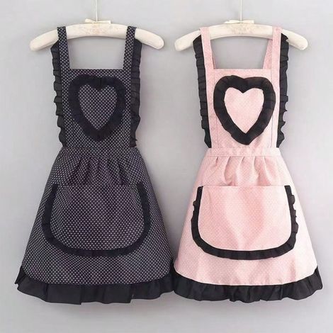 1 tablier de cuisine en toile, cœur de princesse à dentelle mignonne, durable, tablier de taille anti-salissure pour la maison, couleur rose (1/4)