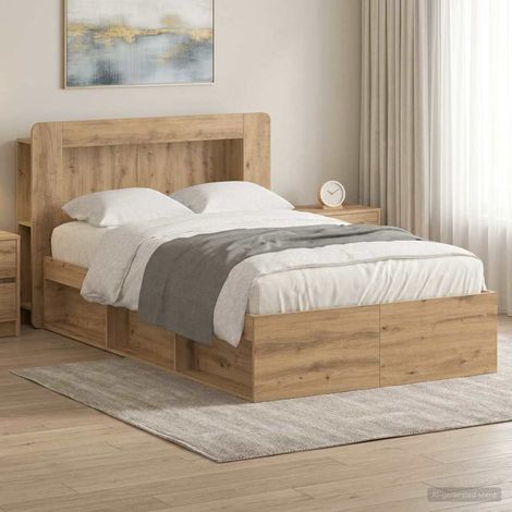 vidaXL Bed Frame with Storage Artisan Oak 120 x 200 cm Engineered Wood (1/5)