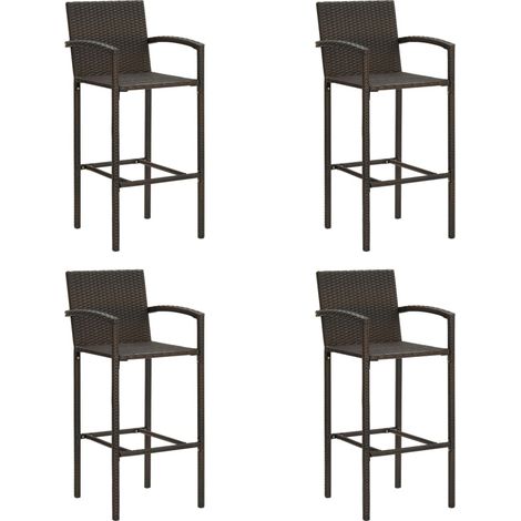 Tabourets de bar 4 pcs Marron Résine tressée (1/5)