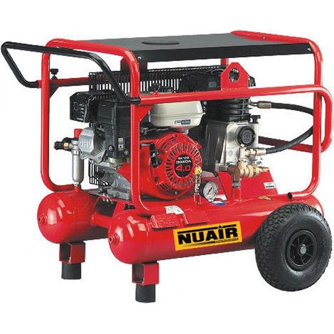 Nu Air – Compresseur thermique mobile 5,5CV 4kW 2x10L 10 bar – Moteur Honda pour chantiers – Débit 22 m3/h – Roues larges pour terrains accidentés - 5S-HONDA