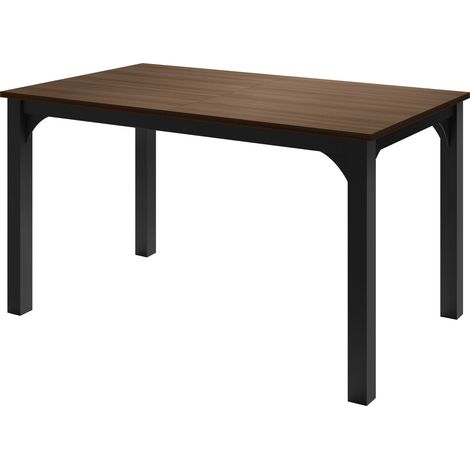 Mesa Oswego 136, Nogal + Negro, 76x80x140cm, Alargamiento, Aglomerado laminado, Metal (1/4)