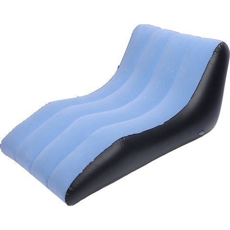 Canapé Gonflable PVC Fauteuil Confortable Salon Camping Voyage Bleu 138x78x66cm (1/5)