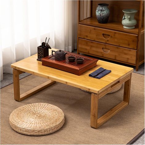 Table basse pliante, table d'appoint en bambou avec pieds pliables verrouillables, table basse pour salon tatami (naturel) (1/5)