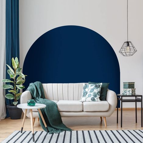 Autocollant Lit Tête de Lit Arche Stickers Muraux Papier Peint Demi Cercle pour Décoration Salon et Chambre L58 x H100 cm Bleu Fonce (1/5)